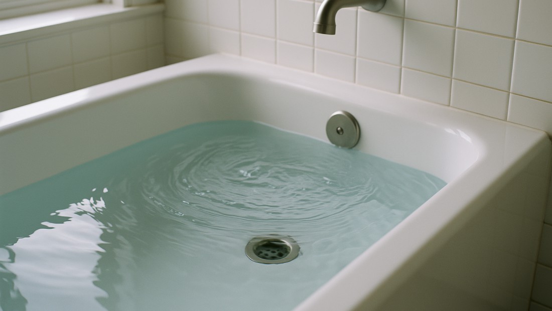 Water backing up into a bathtub drain